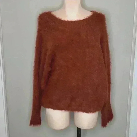 Wearing Your 🩷 On Your Sleeve‎ Rust Super Soft Sweater Sz Large - Picture 1 of 6